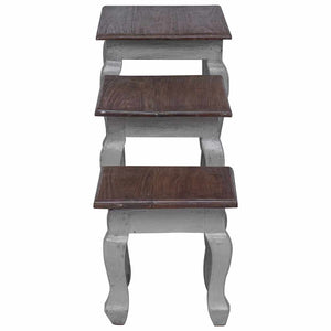 vidaXL 3-piece Nesting Table Set Solid Mahogany Wood