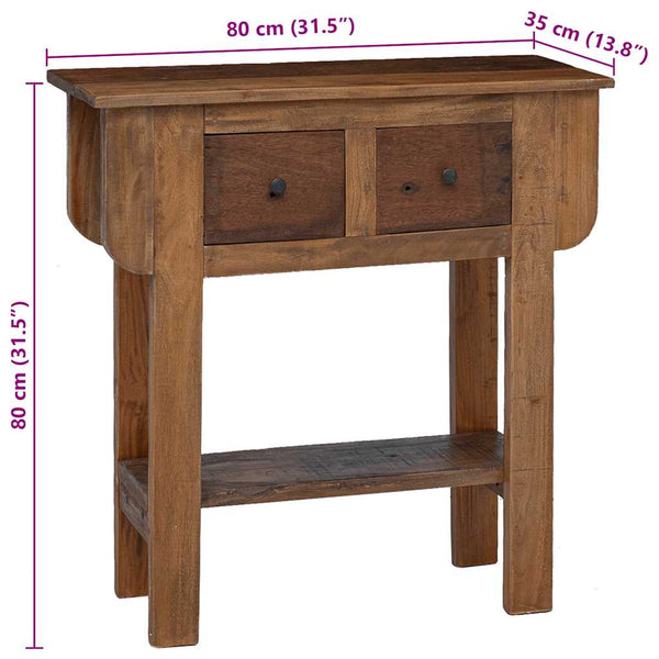 vidaXL Console Table Mixed Reclaimed Wood 80x35x80 cm