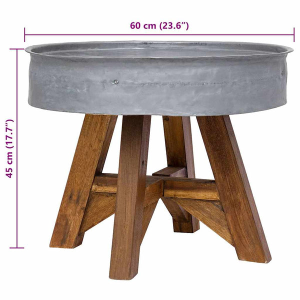 vidaXL Coffee Table Reclaimed Wood 60x45 cm Silver