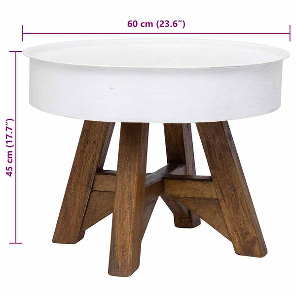vidaXL Coffee Table Solid Reclaimed Wood 60x45 cm White