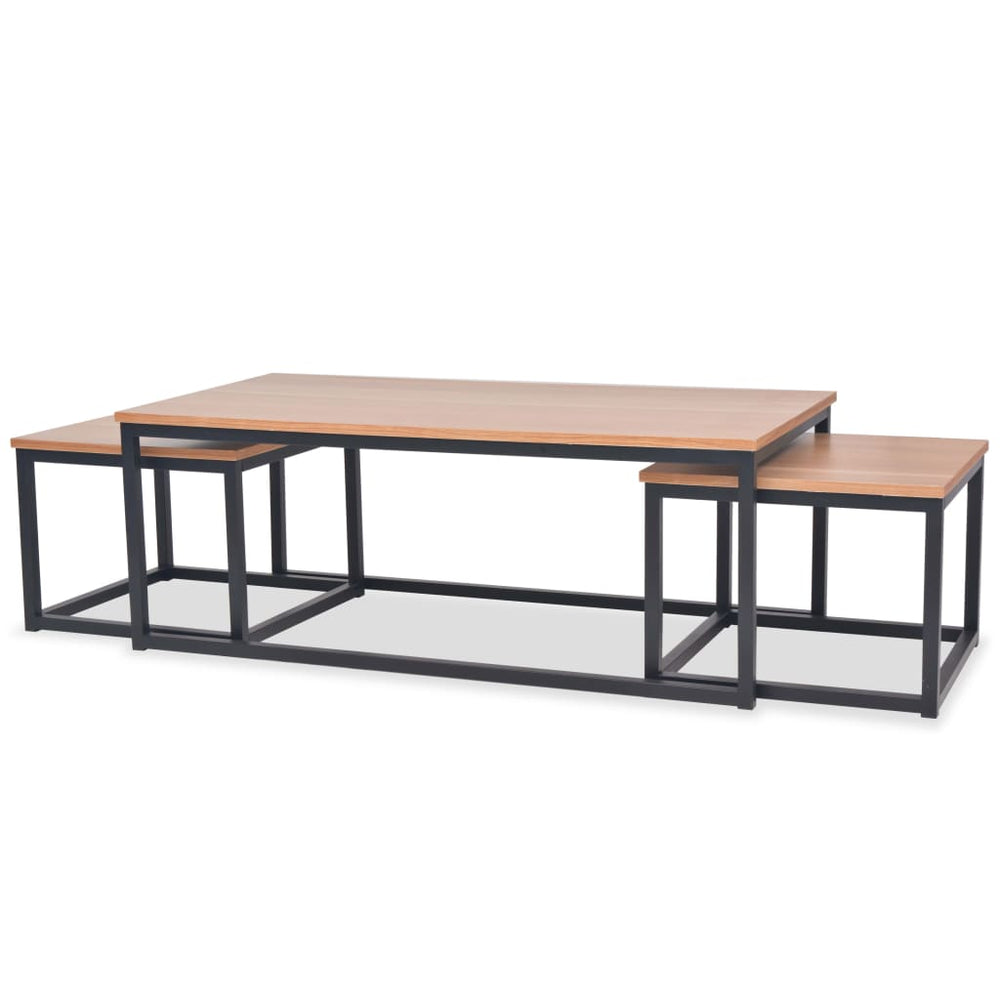 vidaXL 3-Piece Coffee Table Set Ash Wood