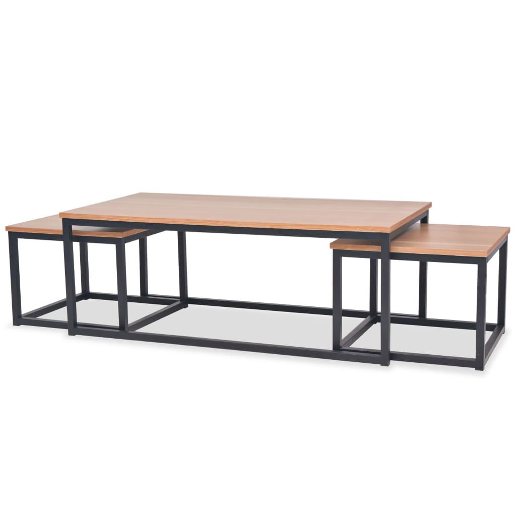 vidaXL 3-Piece Coffee Table Set Ash Wood