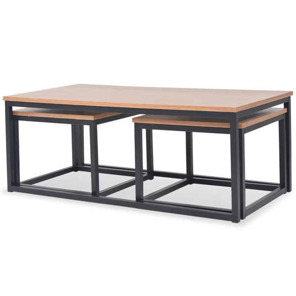 vidaXL 3-Piece Coffee Table Set Ash Wood