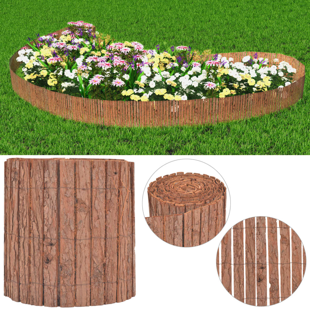 vidaXL Garden Fence Bark 1000×30 cm
