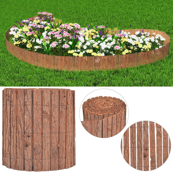 vidaXL Garden Fence Bark 1000×30 cm
