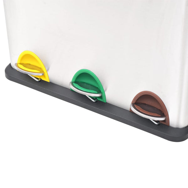 vidaXL Recycling Pedal Bin Stainless Steel 24 L