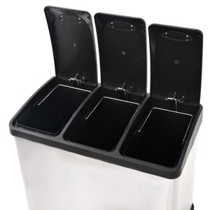 vidaXL Recycling Pedal Bin Stainless Steel 24 L