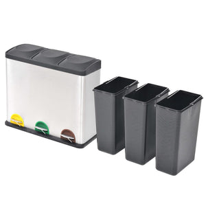 vidaXL Recycling Pedal Bin Stainless Steel 54 L