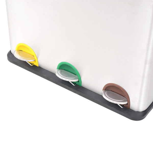 vidaXL Recycling Pedal Bin Stainless Steel 54 L