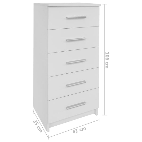 vidaXL Tallboy Chipboard 41x35x106 cm White