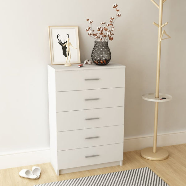 vidaXL Drawer Cabinet Engineered Wood 71x35x106 cm White
