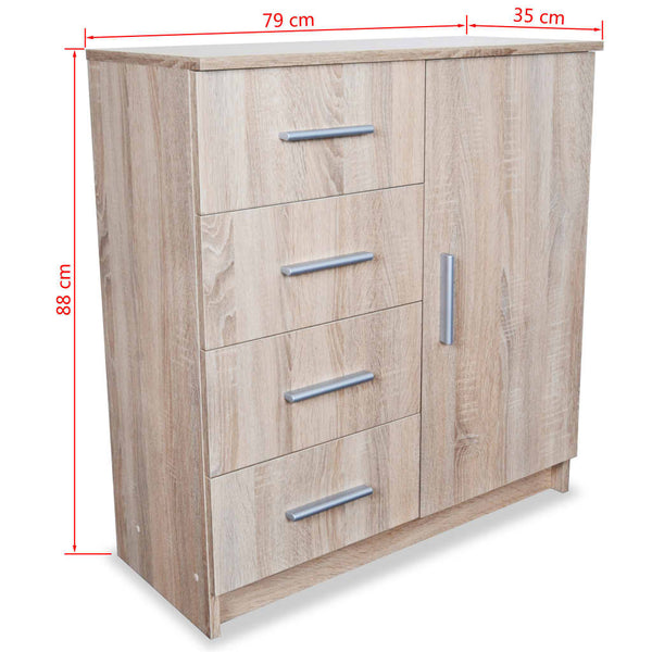 vidaXL Chest of Drawers Engineered Wood 79x35x88 cm Oak Look