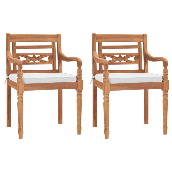 vidaXL Batavia Chairs 2 pcs. with cushions Solid Teak Wood