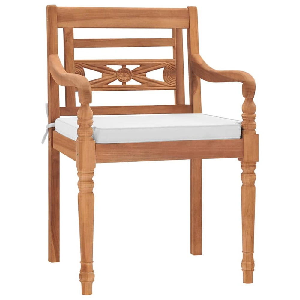 vidaXL Batavia Chairs 2 pcs. with cushions Solid Teak Wood
