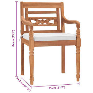 vidaXL Batavia Chairs 2 pcs. with cushions Solid Teak Wood