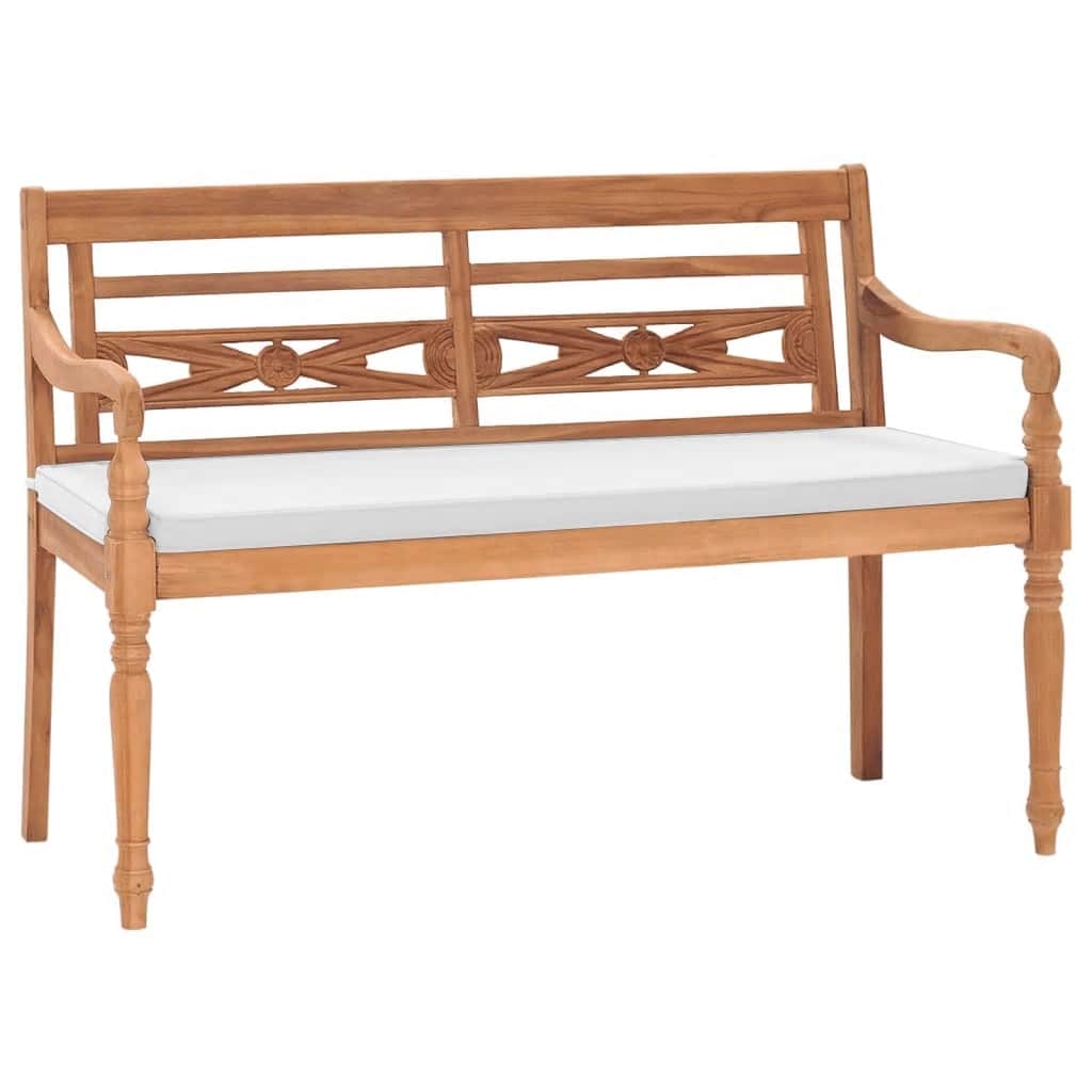 vidaXL Batavia Garden Bench with Cushions 120 cm Teak
