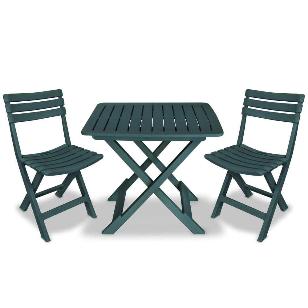 vidaXL 3-Piece Folding Bistro Set Plastic Green