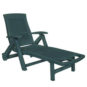 vidaXL Sun Lounger with Adjustable Footrest Plastic Green