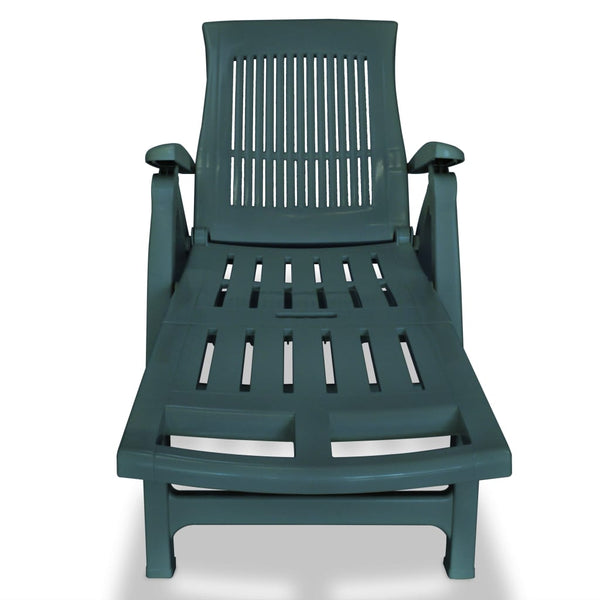 vidaXL Sun Lounger with Adjustable Footrest Plastic Green