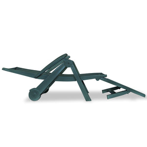 vidaXL Sun Lounger with Adjustable Footrest Plastic Green