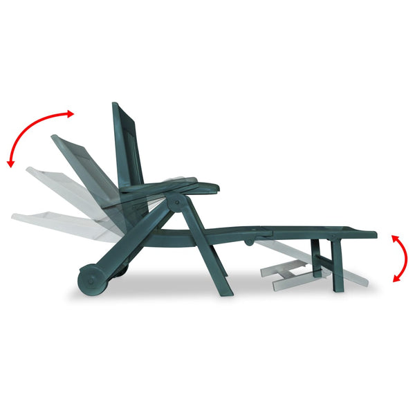 vidaXL Sun Lounger with Adjustable Footrest Plastic Green