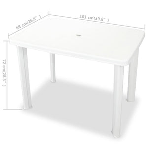 vidaXL Garden Table White 101 x 68 x 72 cm Plastic