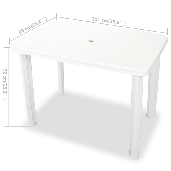 vidaXL Garden Table White 101 x 68 x 72 cm Plastic