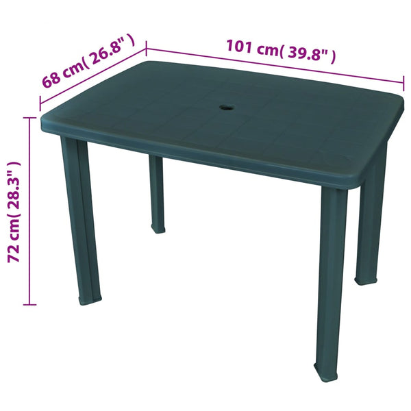 vidaXL Garden Table Green 101 x 68 x 72 cm Plastic