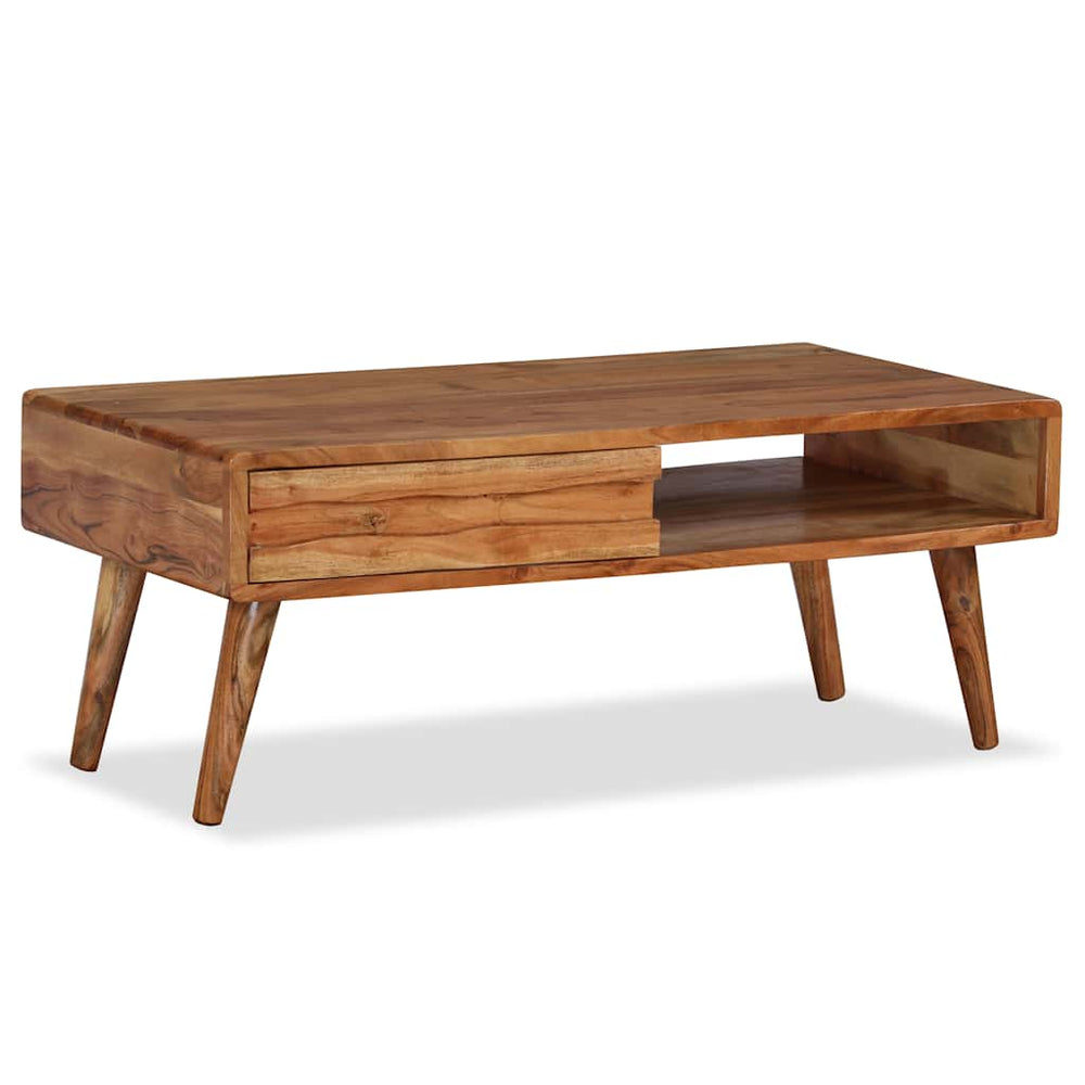 vidaXL Coffee Table with Drawer Solid Wood Hand-Carved 100x50x40 cm