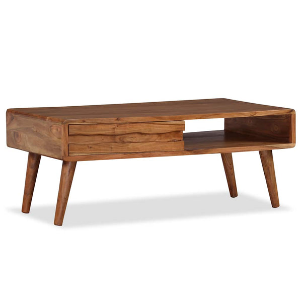 vidaXL Coffee Table with Drawer Solid Wood Hand-Carved 100x50x40 cm