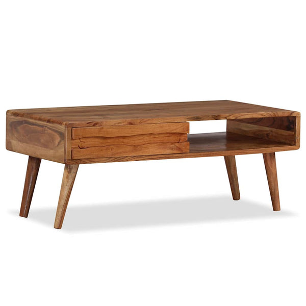 vidaXL Coffee Table with Drawer Solid Wood Hand-Carved 100x50x40 cm