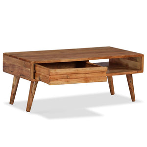 vidaXL Coffee Table with Drawer Solid Wood Hand-Carved 100x50x40 cm