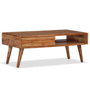 vidaXL Coffee Table with Drawer Solid Wood Hand-Carved 100x50x40 cm