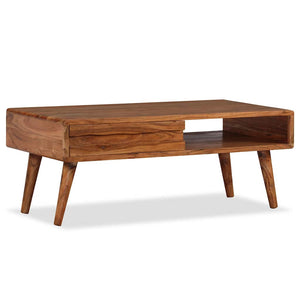 vidaXL Coffee Table with Drawer Solid Wood Hand-Carved 100x50x40 cm