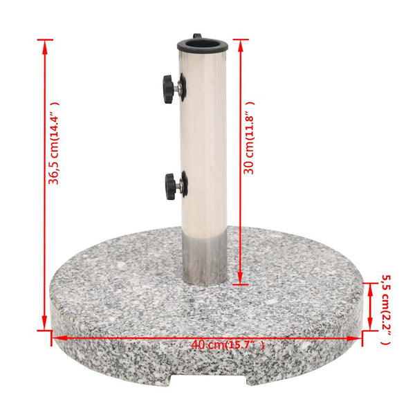 vidaXL Granite Round Parasol Base 20 kg