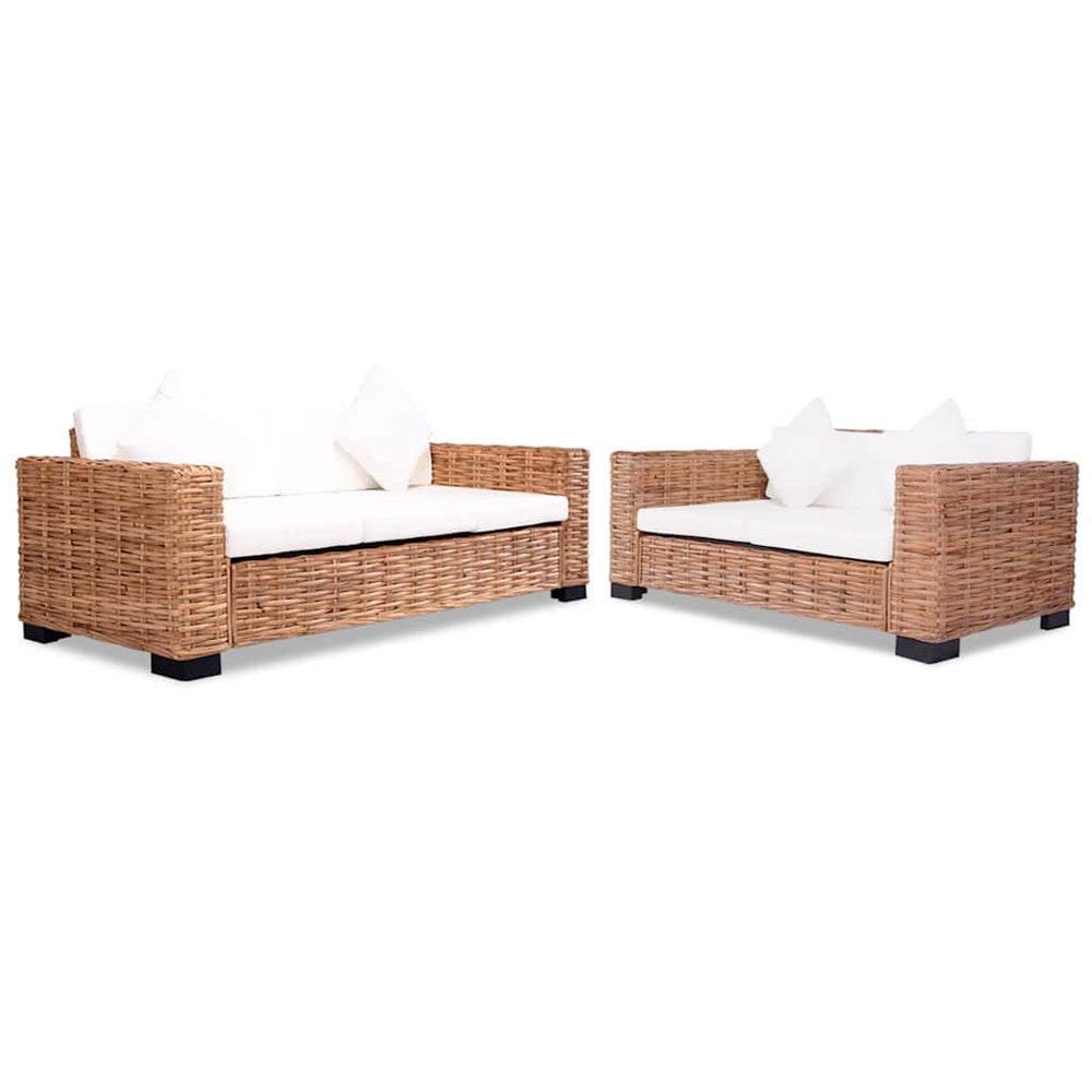 vidaXL Sofa Set 15-Piece Natural Rattan