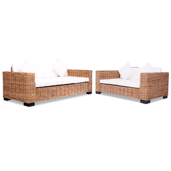 vidaXL Sofa Set 15-Piece Natural Rattan