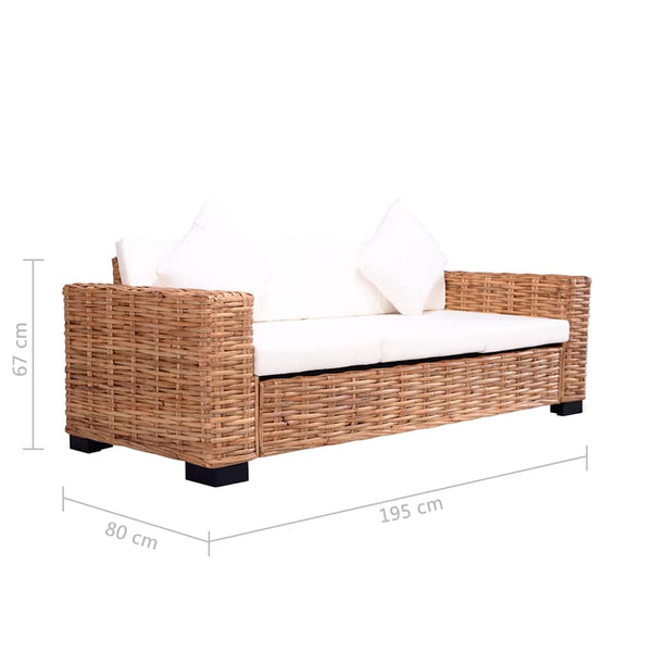 vidaXL Sofa Set 15-Piece Natural Rattan