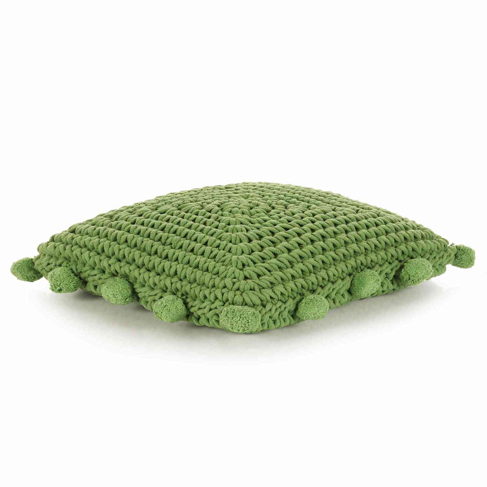 vidaXL Throw Pillow Braided with Cushion Green 50 x 50 cm Cotton