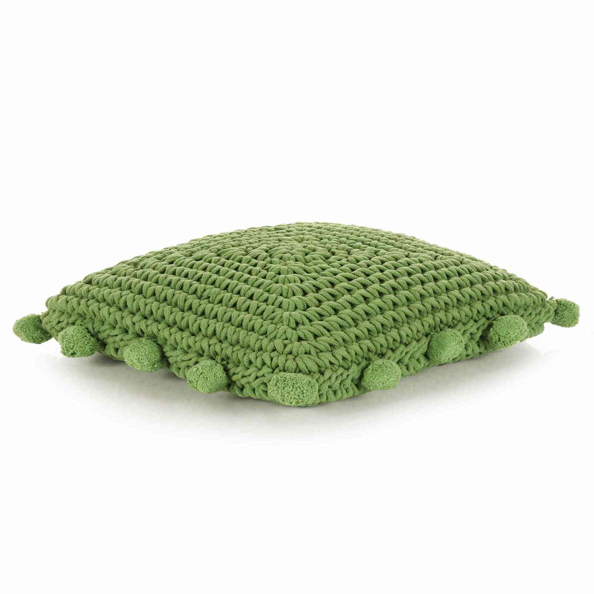 vidaXL Throw Pillow Braided with Cushion Green 50 x 50 cm Cotton