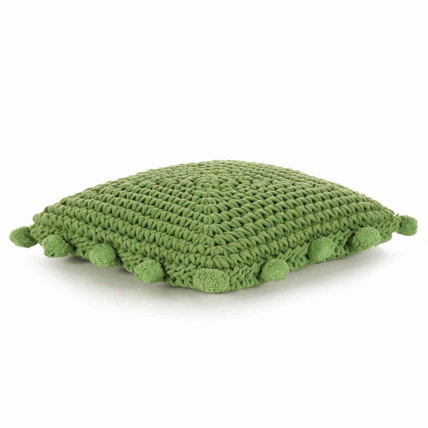 vidaXL Throw Pillow Braided with Cushion Green 50 x 50 cm Cotton