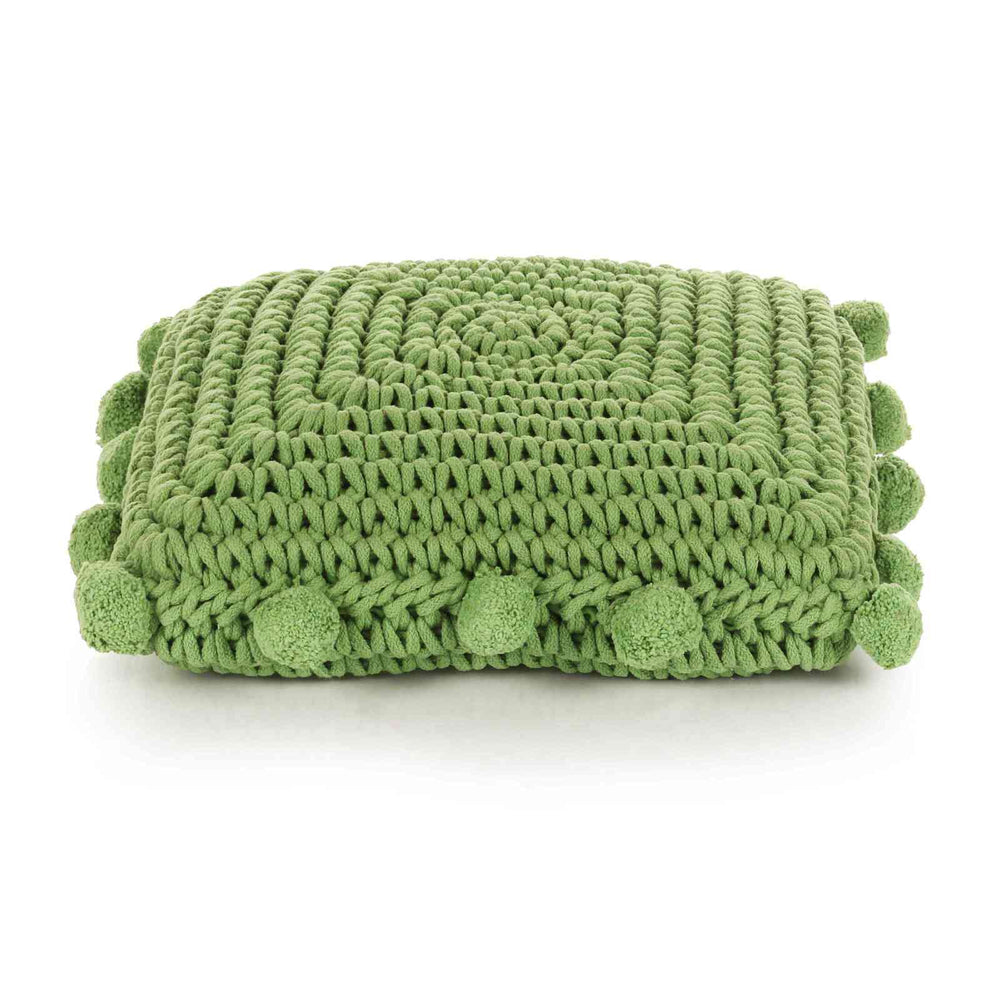 vidaXL Throw Pillow Braided with Cushion Green 50 x 50 cm Cotton