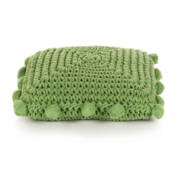 vidaXL Throw Pillow Braided with Cushion Green 50 x 50 cm Cotton