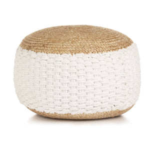 vidaXL Pouffe Woven/Knitted Jute Cotton 50 x 35 cm White