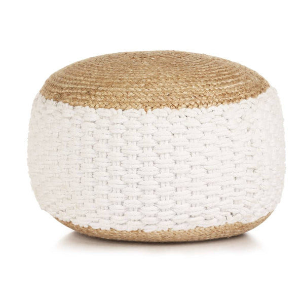 vidaXL Pouffe Woven/Knitted Jute Cotton 50 x 35 cm White