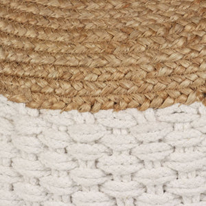 vidaXL Pouffe Woven/Knitted Jute Cotton 50 x 35 cm White