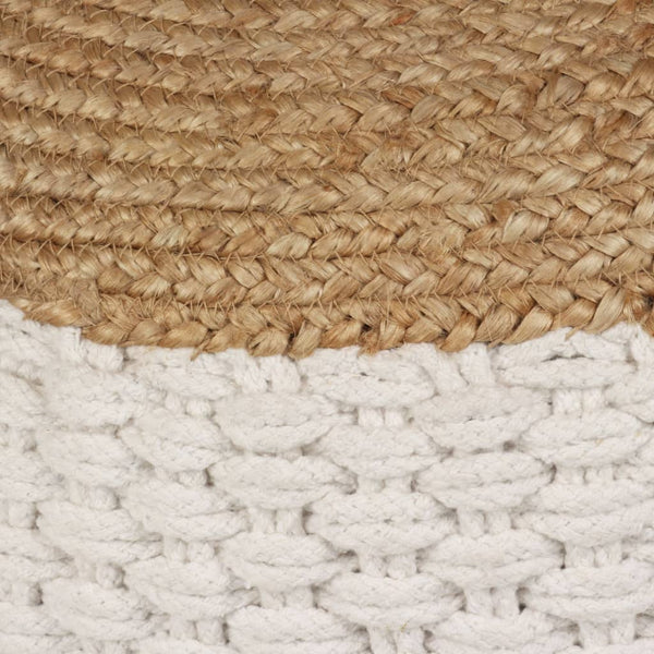 vidaXL Pouffe Woven/Knitted Jute Cotton 50 x 35 cm White