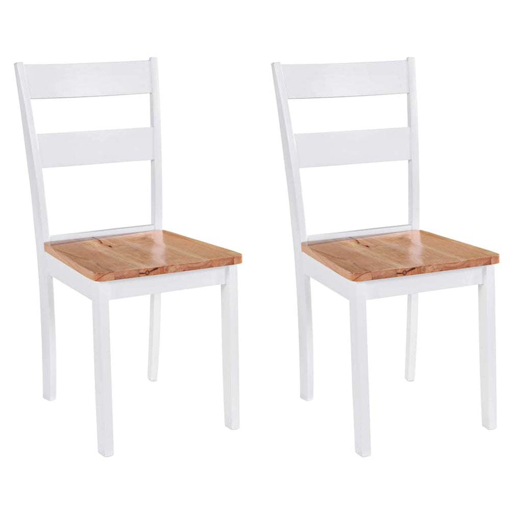 vidaXL Dining Chairs 2 pcs. White Solid Rubberwood