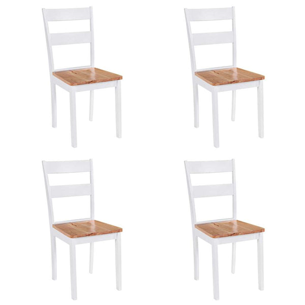 vidaXL Dining Chairs 4 pcs. White Solid Rubberwood