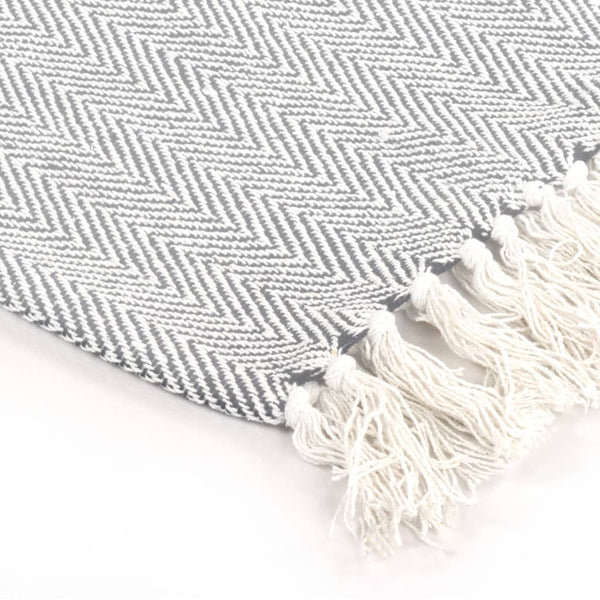 vidaXL Throw Cotton Herringbone Pattern 125x150 cm Grey